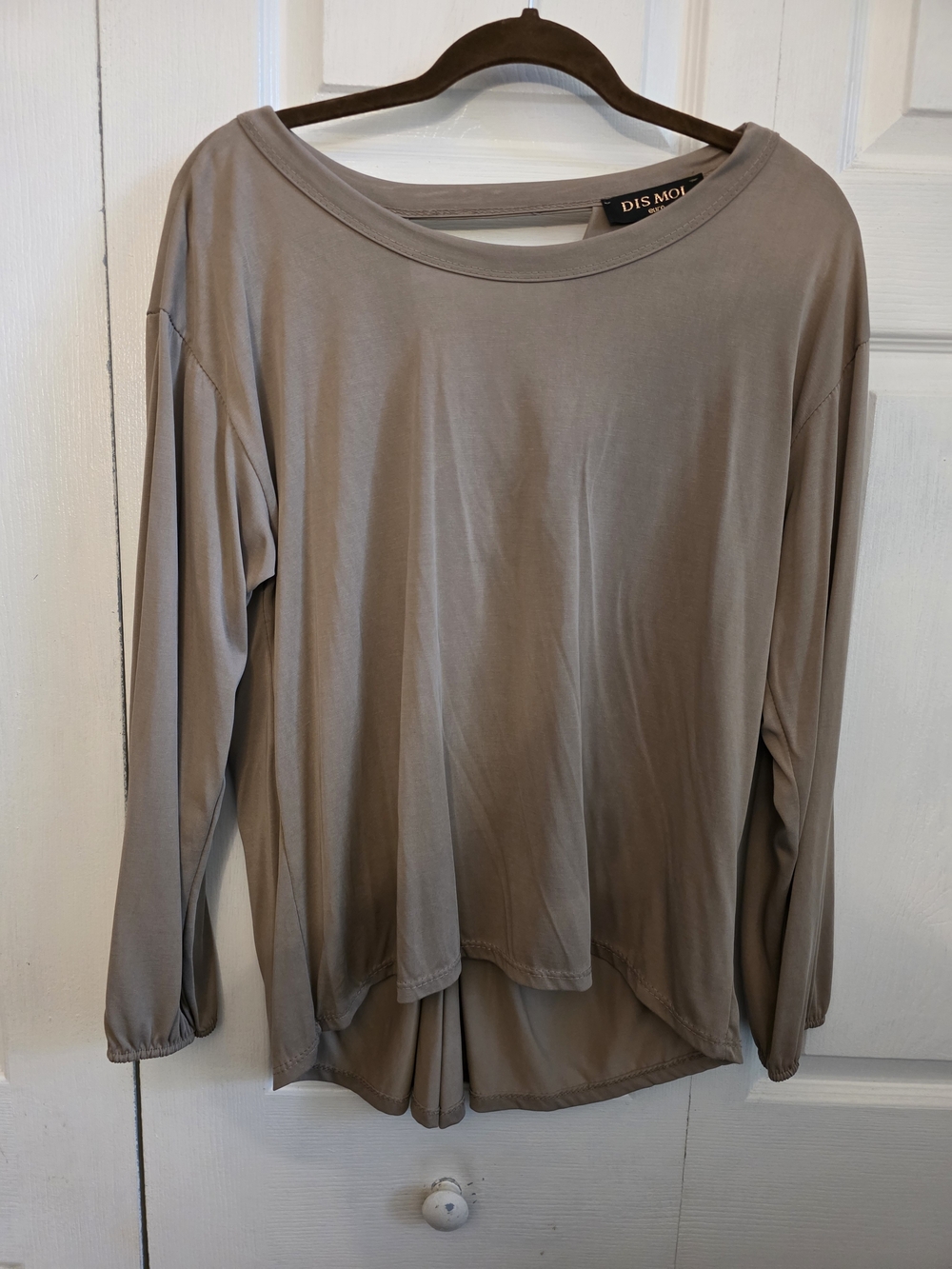 Taupe Relaxed Long-Sleeve Women's Blouse